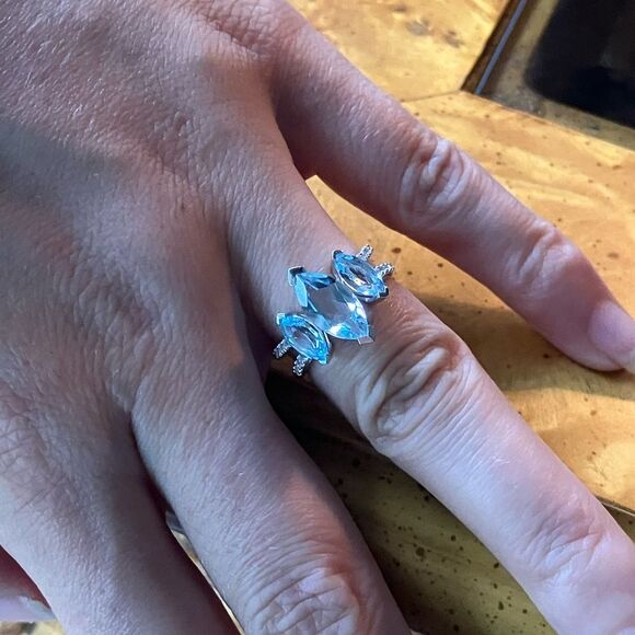 Sky Blue Topaz Sterling Silver Ring Size 5.75 - Picture 4 of 9